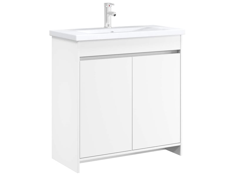  Meuble sous lavabo de salle de bain, commode blanc 78.5x37.5x81 cm shl1498  - Conforama C
