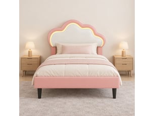 Lit simple 90x200 cm <strong>SANS MARQUE</strong>  <strong></strong> coloris rose