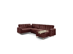 Canapé d'angle panoramique convertible hasgard u 326x202 cm marron velours