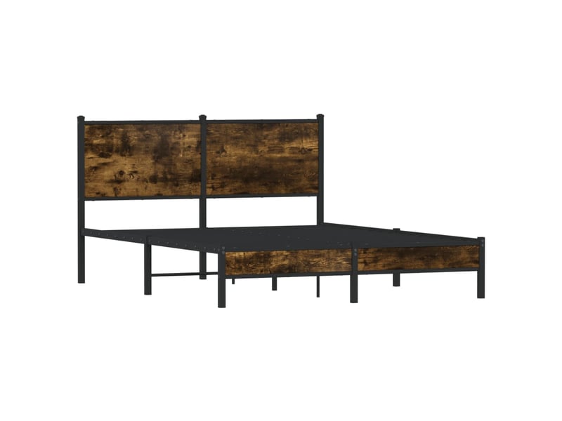  Lit double- lit adulte -  cadre de lit en métal sans matelas chêne fumé 140x200 cm  - Conforama B