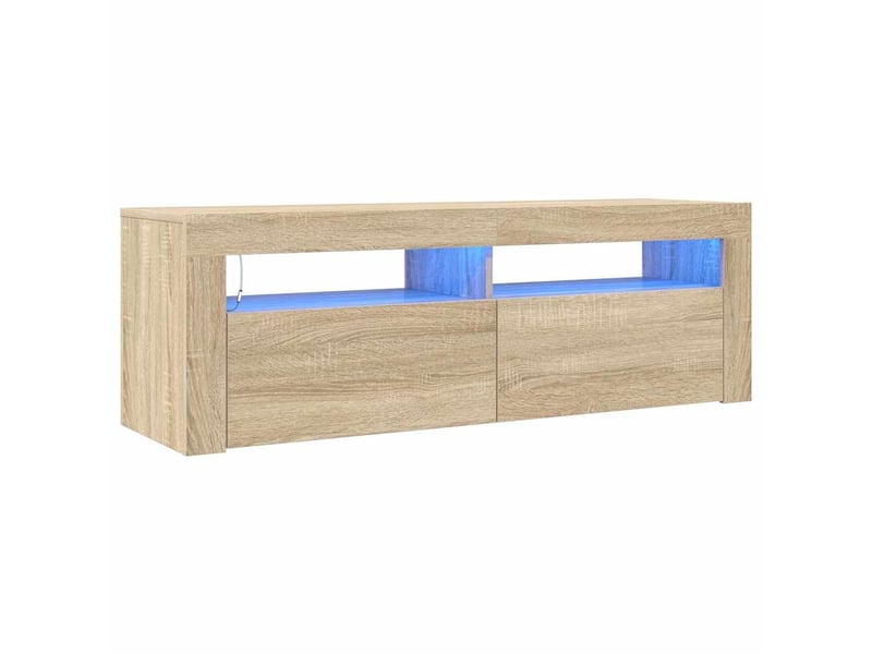  Meuble tv - banc tv - meuble de rangement avec lumières led chêne sonoma 120x35x40 cm  - Conforama A