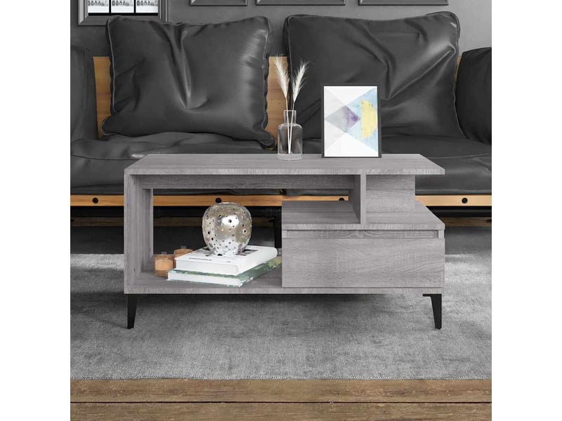  Table basse - table de salon - table à thé sonoma gris 90x49x45 cm bois d'ingénierie  - Conforama B