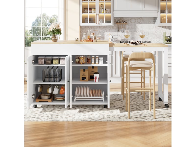 Table bar extensible avec rangement 117-180 x 50 x 94,6 cm en mdf blanc - Conforama D