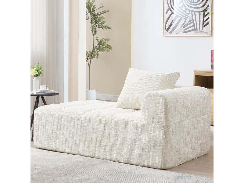  Canapé de salon, canapé moderne — poches latérales, beige, avec méridienne, sans montage  - Conforama C