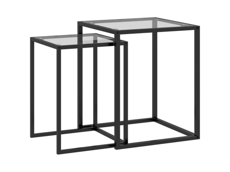  Lot de 2 tables d'appoint empilables - tables basses noires, pieds en acier, design moderne  - Conforama A