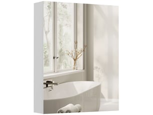 Armoire avec miroir en bois rangement salle de bain fermeture tampon porte mdf