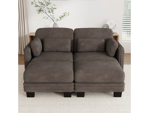 Canapé droit compressé fixe MODFU  2 places Tissu marron