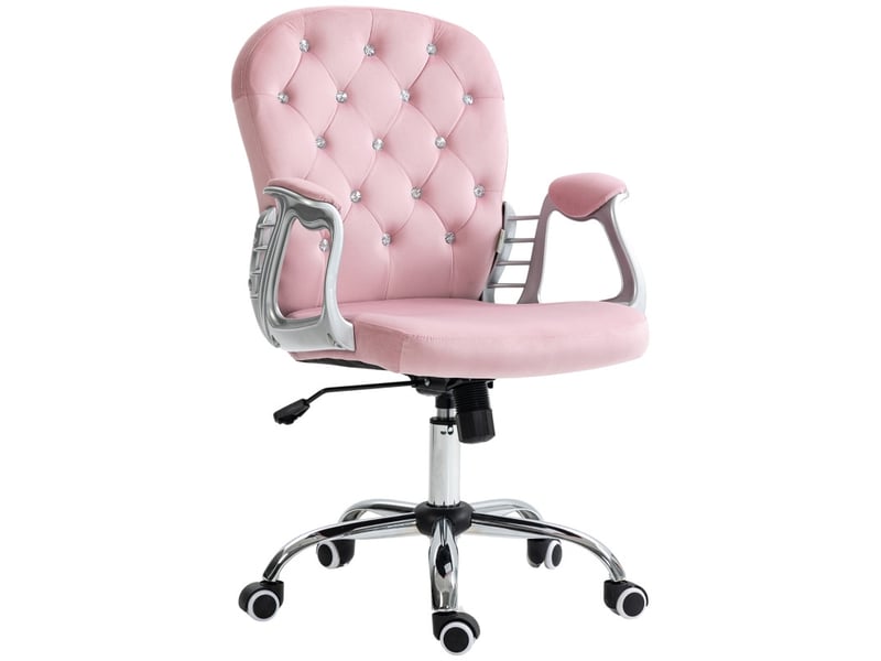  Chaise de bureau nalson velours hauteur ajustable accoudoirs rose  - Conforama A