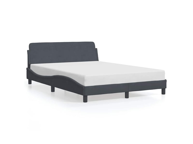  Lit double- lit adulte -  cadre de lit dover gris foncé 135 x 190 cm velours  - Conforama A