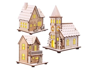 Maison village de noel miniature avec des lumières décoration de table de vacances de noël 3pcs