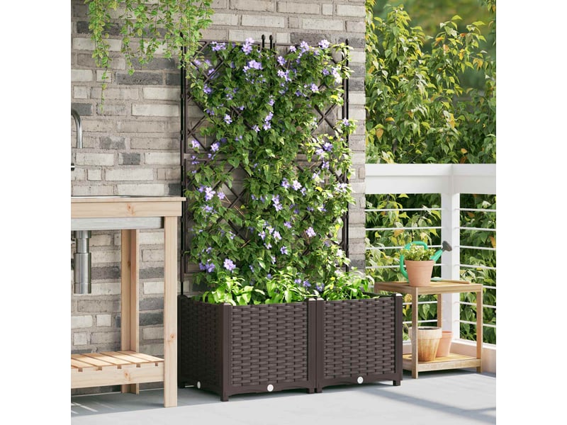 Jardinière - cache-pot de jardin 2 pcs marron 80 x 40 x 143 cm pp - Conforama C