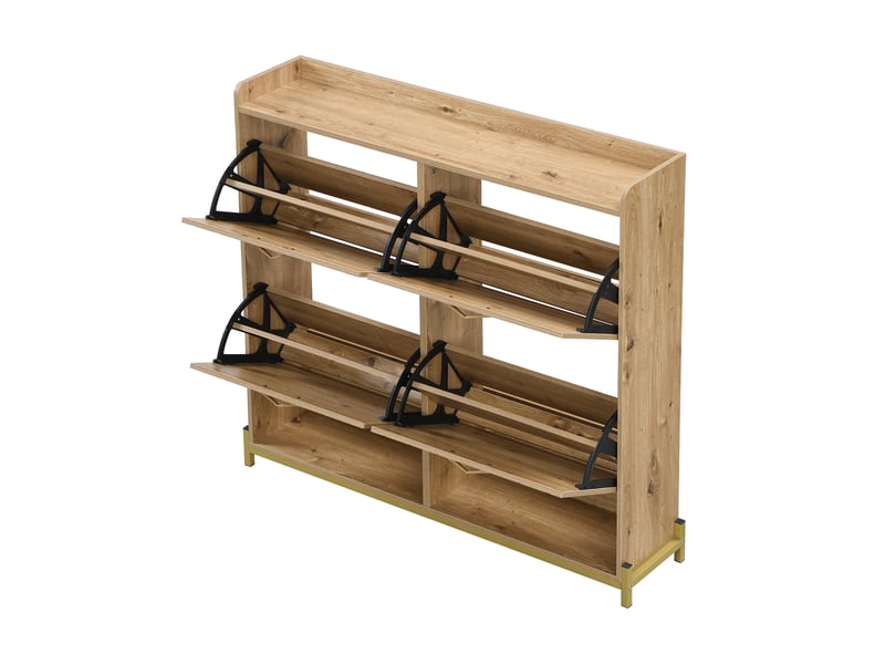  Meuble à chaussures moderne aspect bois 4 portes, rangement gain de place robuste et élégant pour entrée et couloir  - Conforama E