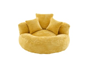 Fauteuil fixe OKWISH  Velours côtelé jaune vendu A l'unité