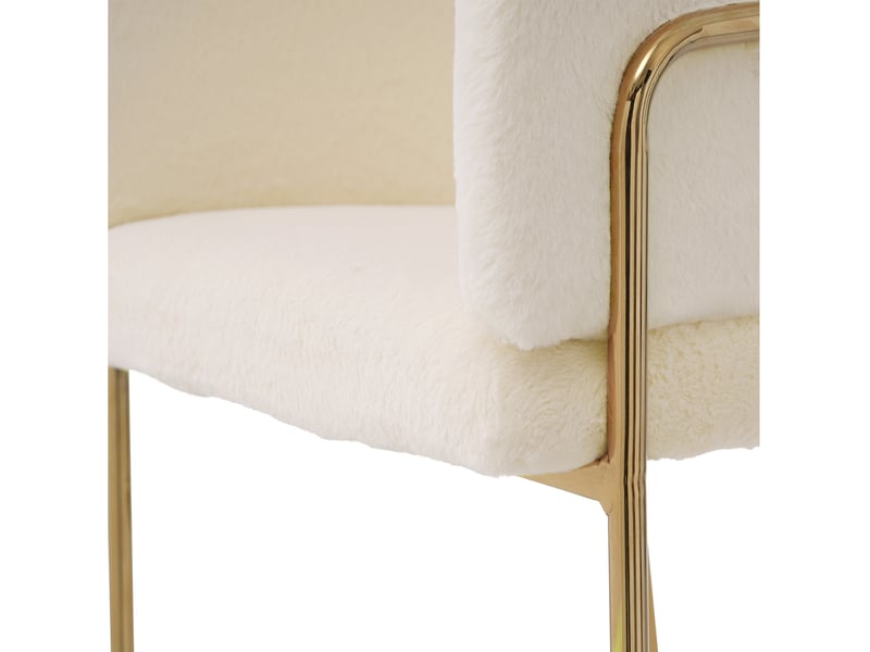  Lot de 4 chaises de salle à manger,57x57x77 cm,avec pieds métal,fausse fourrure,blanche  - Conforama D