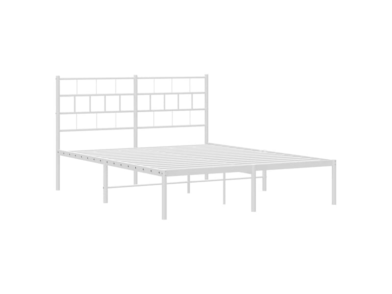  Lit double- lit adulte -  cadre de lit métal sans matelas et tête de lit blanc 150x200 cm  - Conforama D