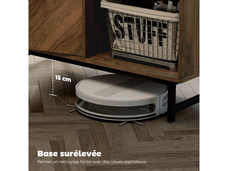  Table basse, table de salon, plateau effet marbre, 2 portes et 2 niches ouvertes, noyer, 100 x 50,8 x 45,7 cm  - Conforama W