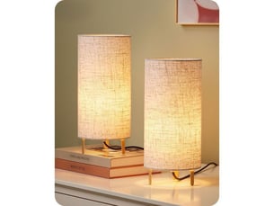 Lampe de table lot de 2 blanc abat-jour en lin 28,8 cm led e27 2700k