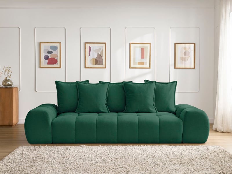  Bobochic canapé droit fixe 3 places everest tissu texturé vert EVEREST - Conforama D