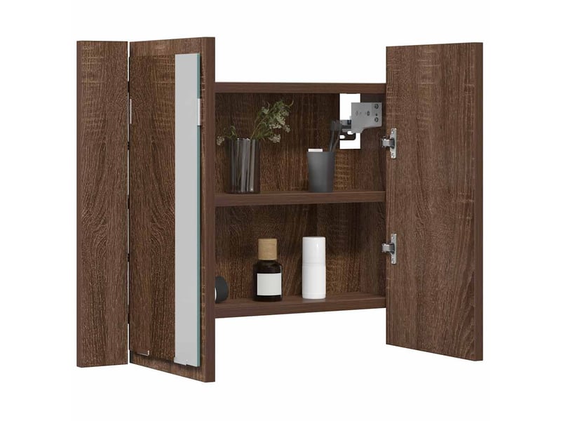 Armoire à miroir led chêne marron 60x12x45 cm bois d'ingénierie - Conforama E