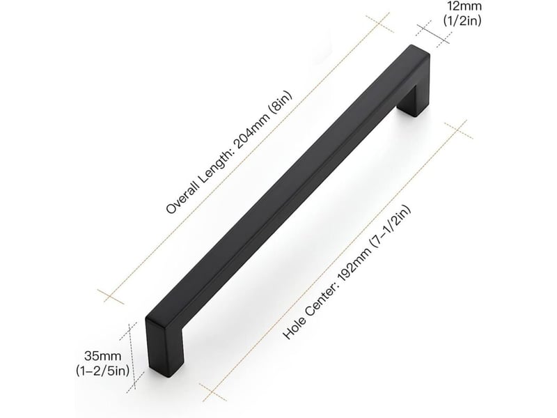  Lot 10 poignées de meuble noires 192mm, acier inoxydable pour armoires et tiroirs de cuisine – rw  - Conforama C