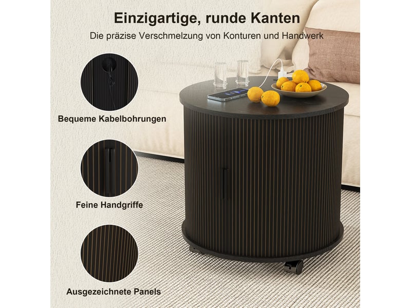  Table de chevet 60x60x60 cm avec station de charge noir  - Conforama D