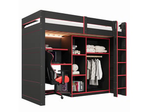 Lit superposé 90x200 cm <strong>OOIILLEE</strong> <strong>CARDUME ESTIVAL</strong> coloris noir