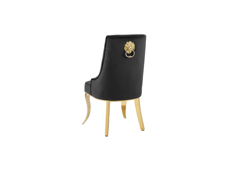  Lot de 2 chaises baroques velena en velours noir capitonné avec pieds dorés  - Conforama D