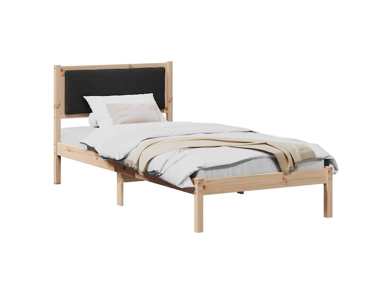  Lit simple- lit adulte -  cadre de lit avec tête de lit noir 90 x 200 cm pin massif  - Conforama B