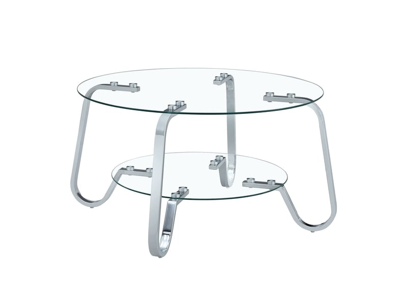  Table basse verre trempé double couche cadre en métal style rétro minimaliste  - Conforama A