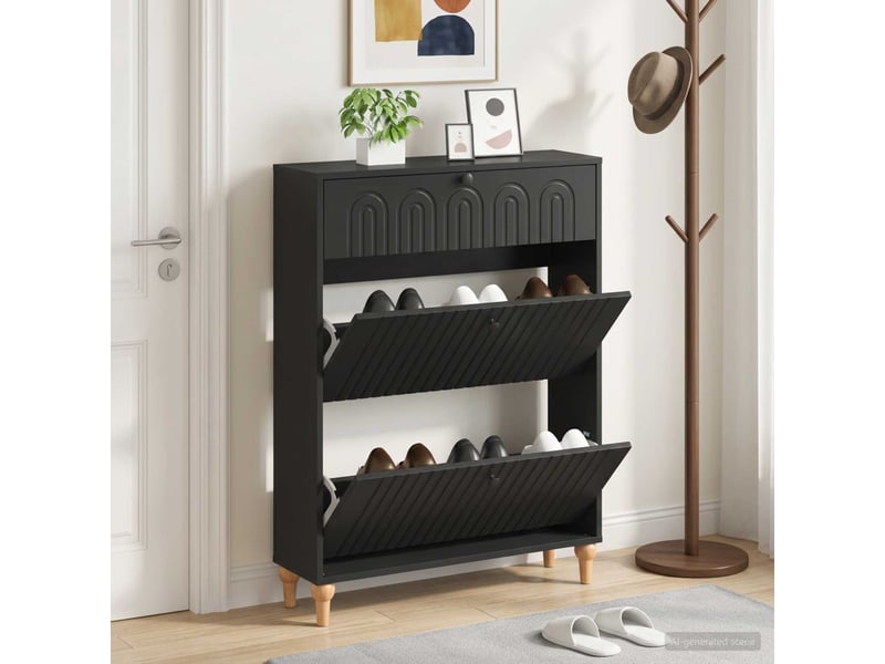  Meuble à chaussure, cabinet à chaussures alkmaar 78x24x103 cm bois d'ingénierie shl3773  - Conforama B