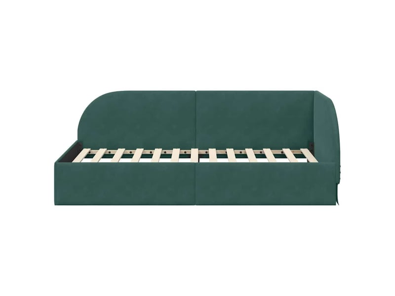 Lit adulte ; lit simple ; cadre de lit d'angle vert foncé 90x190 cm velours  - Conforama F