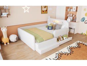 Lit avec rangement 140x200 cm SEYAKANY coloris blanc