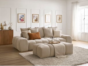 Canapé droit fixe BOBOCHIC EVEREST 3 places Tissu taupe