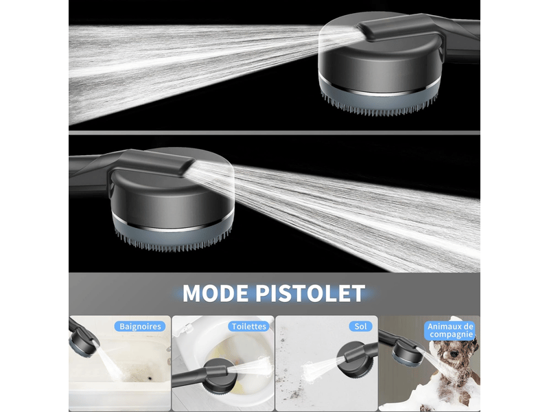  Pommeau de douche haute pression, pommeau de douche à économie d'eau avec flexible de 1,5 m, gris foncé  - Conforama D