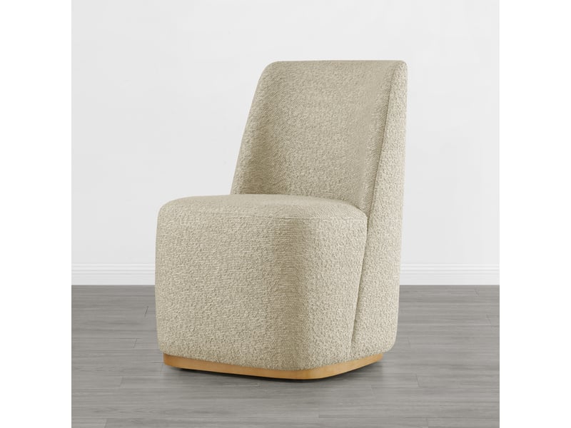Lot de 6 chaises de salle à manger rembourrées à roulettes chita, chaises modernes en tissu certifié fsc, fausse angora pour salle de lecture, salle d'attente, cuisine-beige  - Conforama C