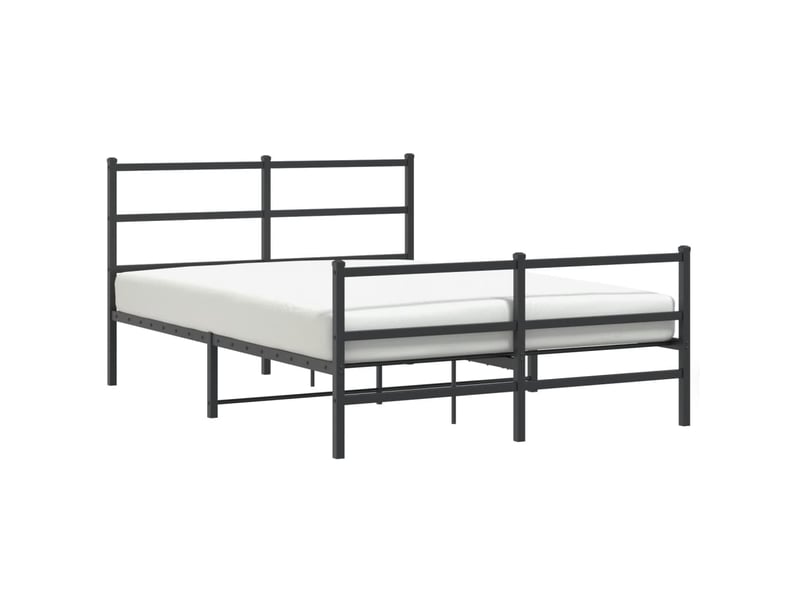 Lit double- lit adulte - cadre de lit métal sans matelas avec pied de lit noir 135x190cm - Conforama A