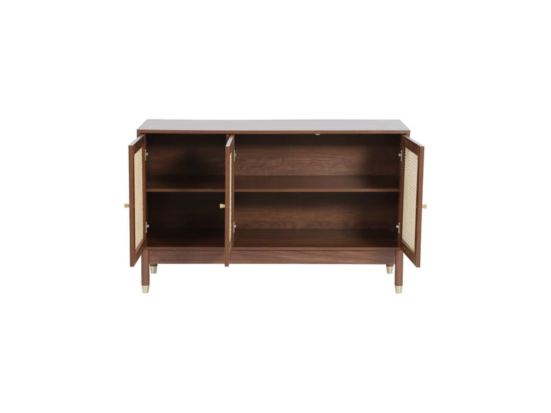  Buffet décor bois et cannage 3 portes teinte noyer - judith  - Conforama C