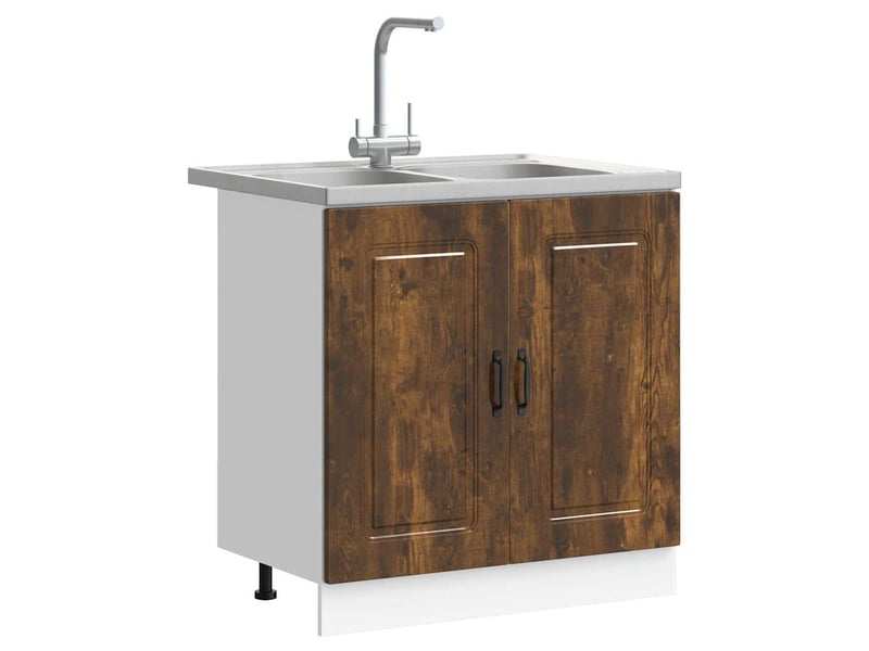  Meuble de rangement, armoire de cuisine kalmar chêne fumé 80x46x81,5cm  - Conforama C