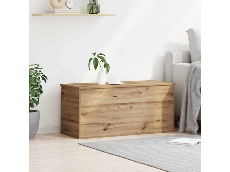 Boîte de rangement, coffre de rangement chêne artisanal 100x42x46 cm - Conforama D