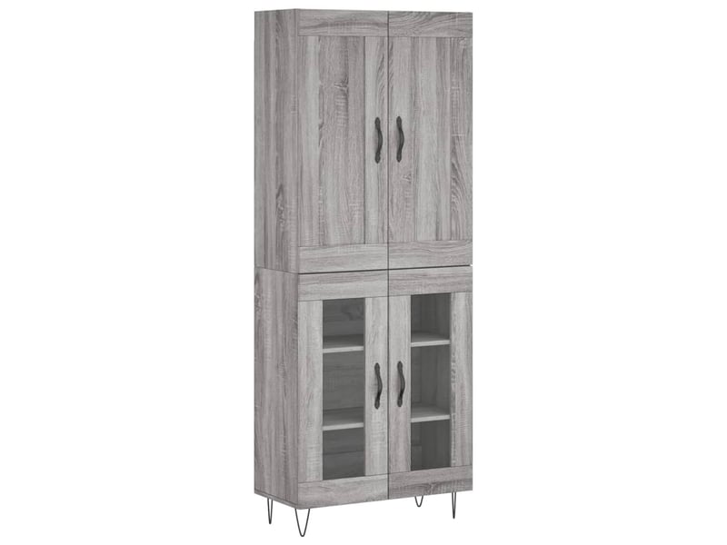  Buffet haut - bahut - meuble de rangement sonoma gris 69,5x34x180 cm bois d'ingénierie  - Conforama A