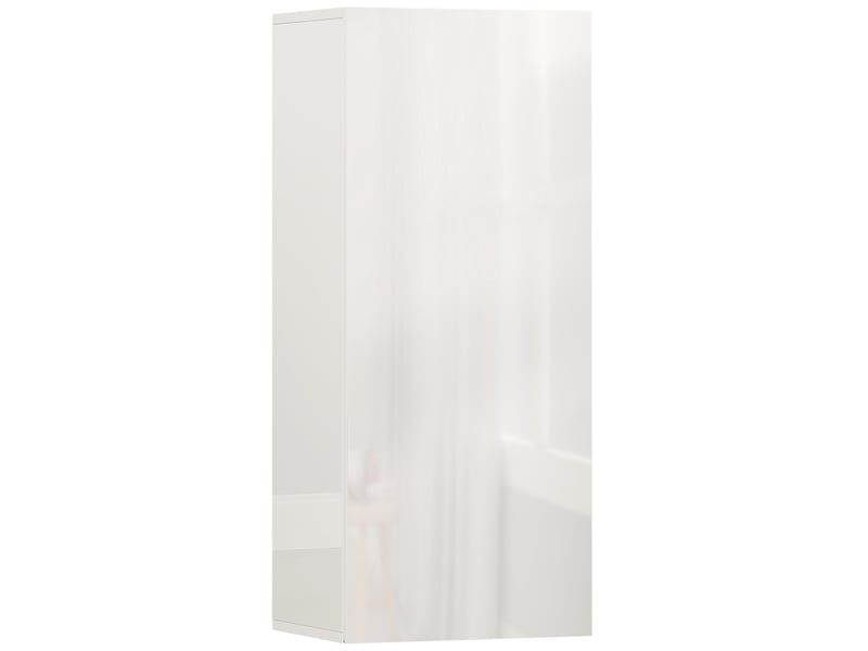 Meuble mural de salle de bain, étagère réglable en verre trempé, porte sans poignée, moderne, 30x23,4x71,2cm, blanc  - Conforama A