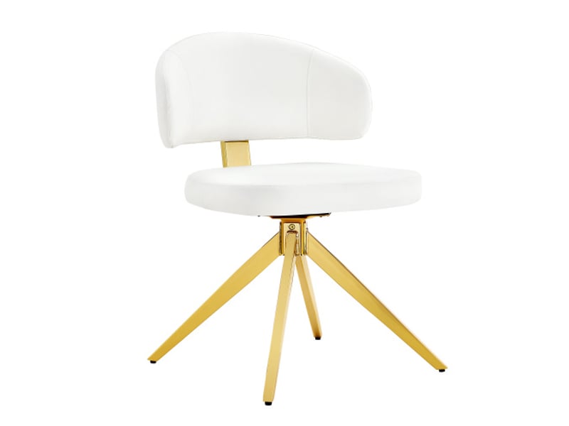  Ensemble de 2 chaises modernes à dossier incurvé, cuir pu rembourré, piètement métal 4 pieds, pivotantes  - Conforama A