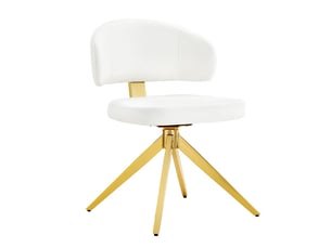 Ensemble de 2 chaises modernes à dossier incurvé, cuir pu rembourré, piètement métal 4 pieds, pivotantes