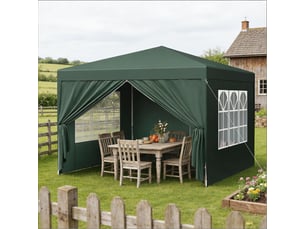 Gazebo de jardin beige 3x3 m, pavillon pliable pour mariage, terrasse et événements