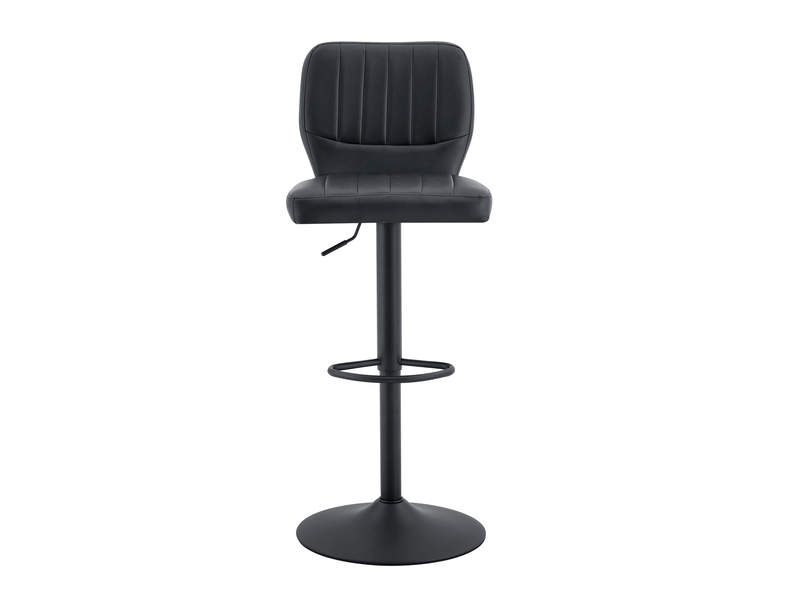 Tabouret de bar réglable  52 x 45 x 93-114 cm - siège pivotant à 360° -avec dossier et pédales en métal noir - cuir - noir  - Conforama A