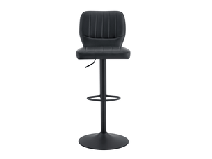 Tabouret de bar réglable 52 x 45 x 93-114 cm - siège pivotant à 360° -avec dossier et pédales en métal noir - cuir - noir