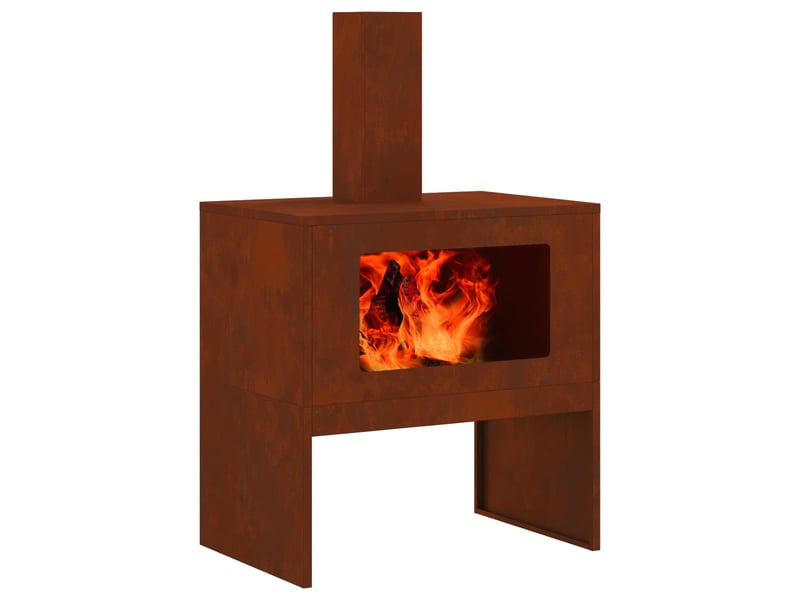  Brasero exterieur, foyer camping rouillé 60x40x96 cm acier patiné  - Conforama C