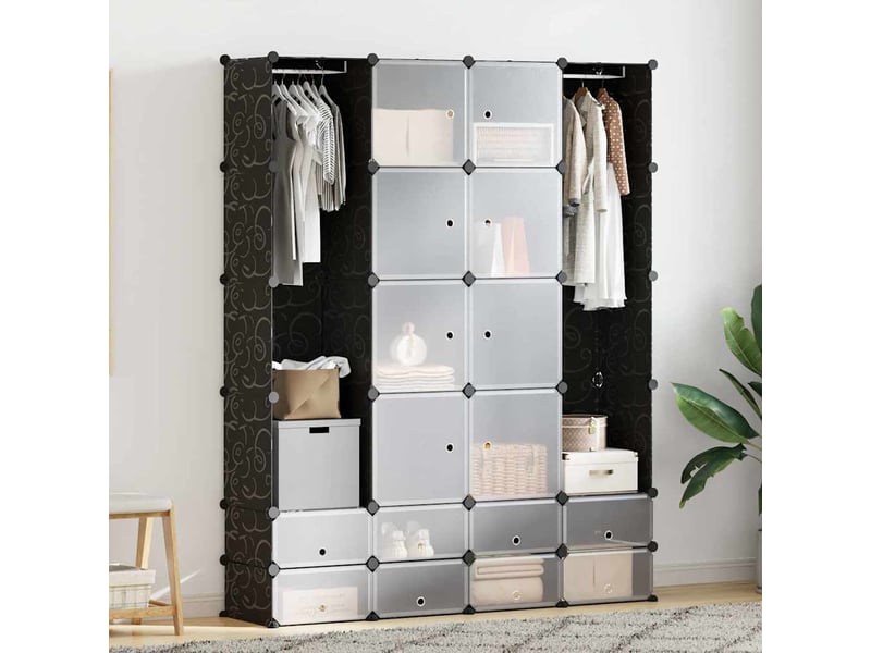  Armoire modulaire 18 compartiments noir et blanc 37x146x180,5cm  - Conforama B