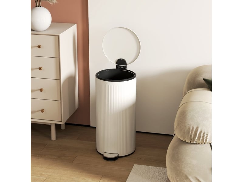  Poubelle à pédale 30 l 36 x 30 x 60,5 cm – blanc crème – couvercle à fermeture douce et seau amovible  - Conforama B