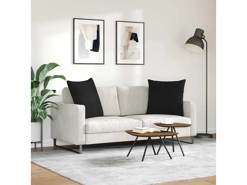  Lot de 2 coussins de canapé, coussins décoratifs tissu noir 80 x 80 cm cf58927  - Conforama D